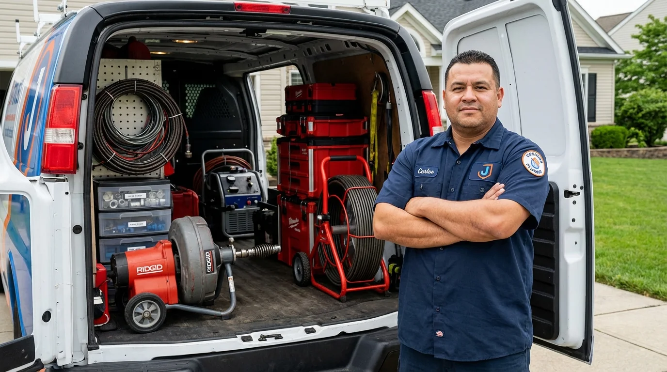 Professional drain cleaning equipment and Johns Plumbing LLC plumber in Rosebud